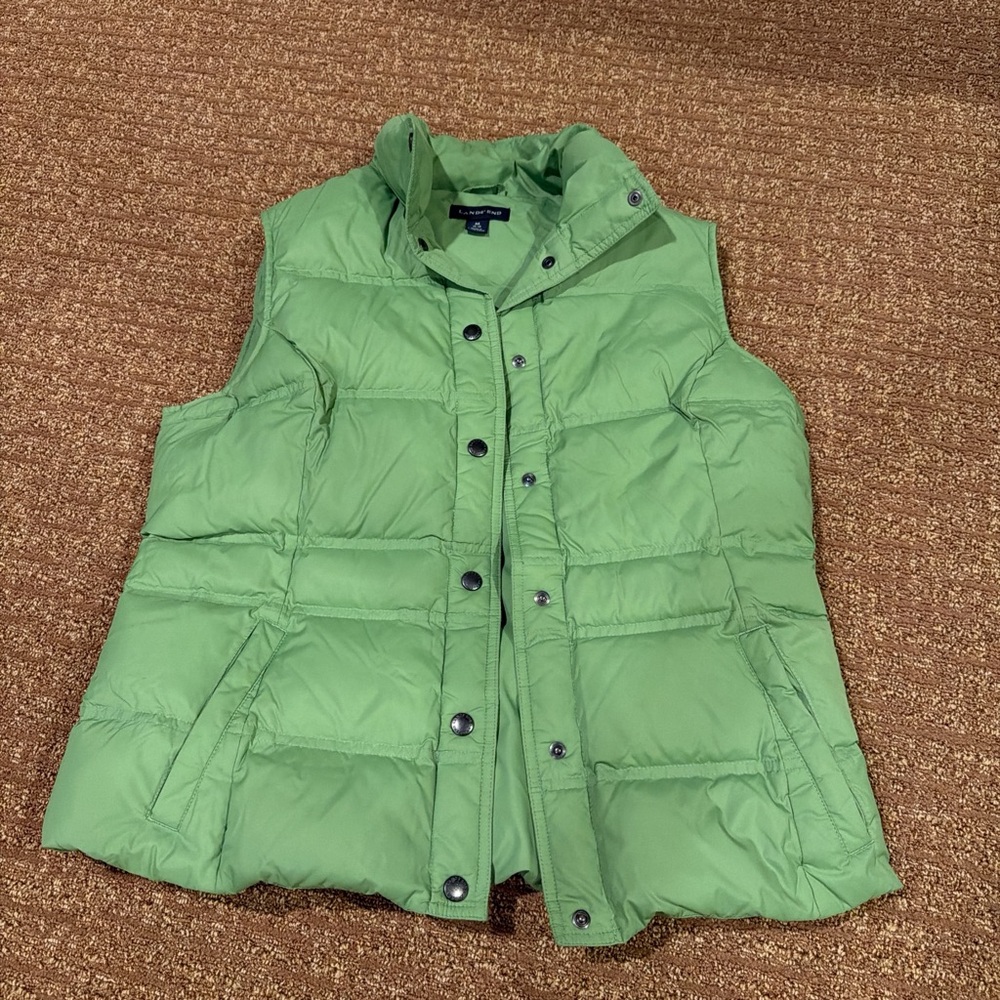 Lands' End Green Puffer Vest